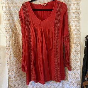 Red tunic xl ananda collection embroidered detail
